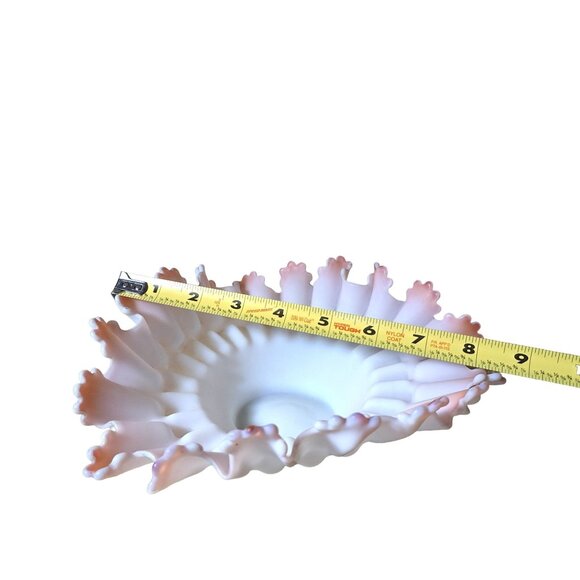 Victorian Satin Pink Glass Ruffled Edge Bowl Brides Basket Centerpiece Vintage - Picture 5 of 16